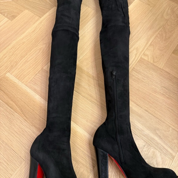 CHRISTIAN LOUBOUTIN Black Suede Alta Stretch Thigh High Boots Size 36.5 - Picture 1 of 6